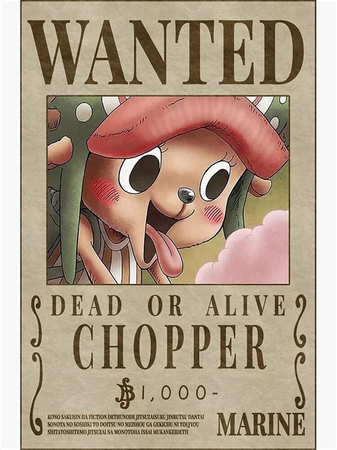 "Chopper Wanted Poster Post-Wano Updated Bounty Poster" Poster for Sale by FruitPanda | Redbubble