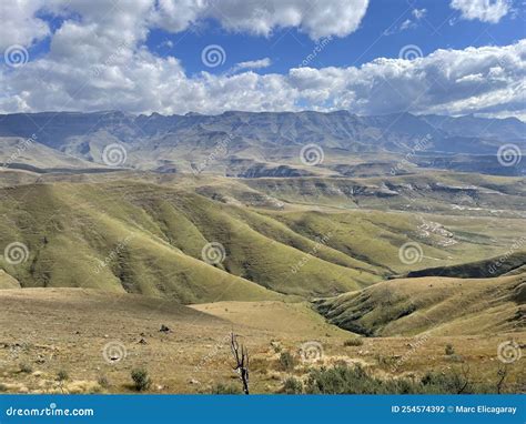 Green Mountains Drakensberg Amphitheatre Tugela Falls Stock Photo ...