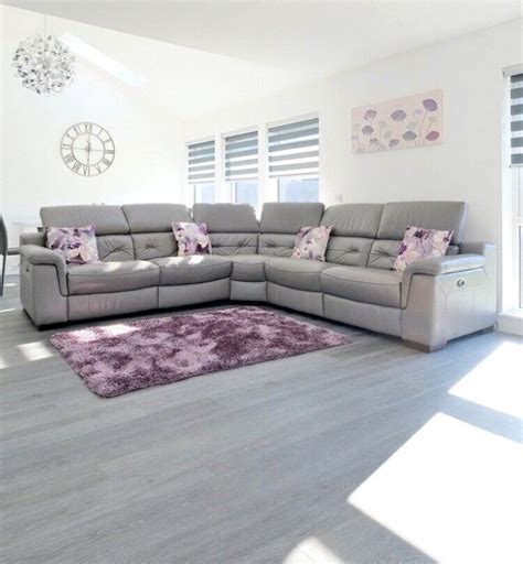 Ex DFS Grey Leather Sofa | in Peterhead, Aberdeenshire | Gumtree