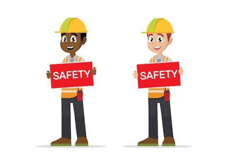 Premium Vector | Construction man showing SAFETY sign