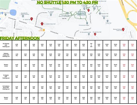 Daily Shuttle Schedule