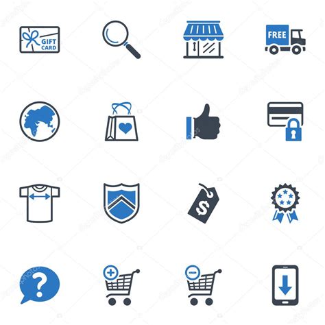 Shopping and E-commerce Icons Set 2 - Blue Series Stock Vector by ©Introwiz 19838007