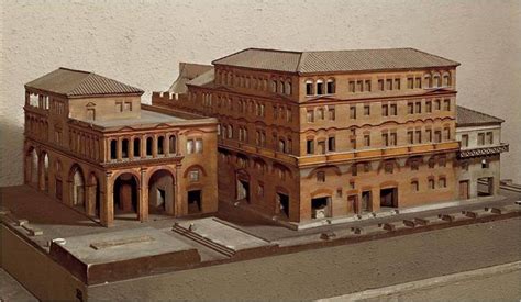 Model of a Roman apartment building, called an insula (insulae in the plural), which means ...
