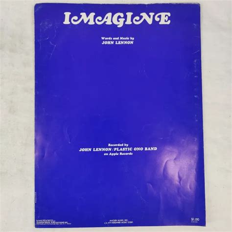 JOHN LENNON IMAGINE Rare 1971 Vintage Sheet Music -Maclen Music Inc Warner bros $25.99 - PicClick