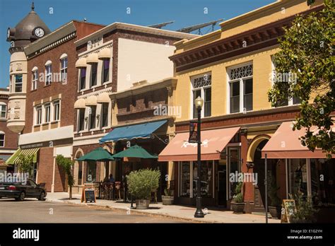 stores and cafes in downtown square in Paso Robles, San Luis Obispo ...