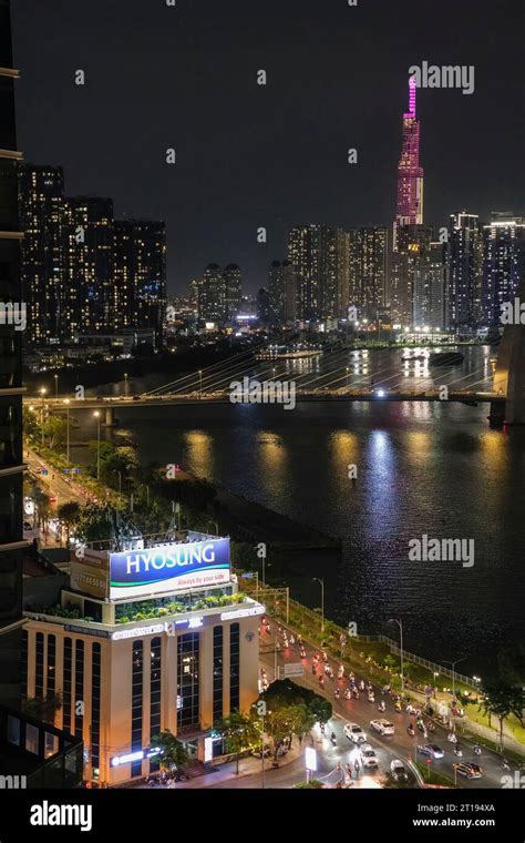 Ho Chi Minh City Skyline at Night, Vietnam. Landmark 81 Skyscraper on right Stock Photo - Alamy