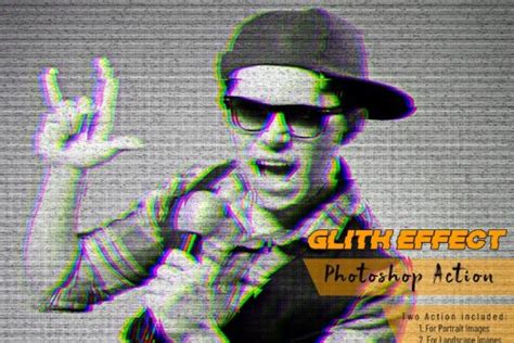 Glitch Effect Template, Photoshop Action – desainae.com