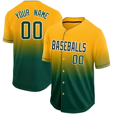 $34.99-$40.99 Custom Yellow and Green Baseball Jersey Personalized Design Team/Your Name ...