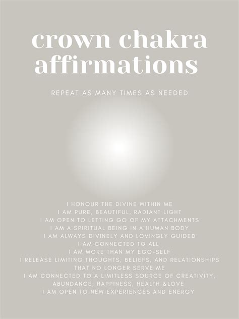 Crown Chakra Affirmations Digital Download, Chakra Guide, Chakra ...