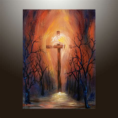 Holy Cross Acrylic Painting, Christian Art, Original Acrylic Painting, Modern Art, Surreal ...