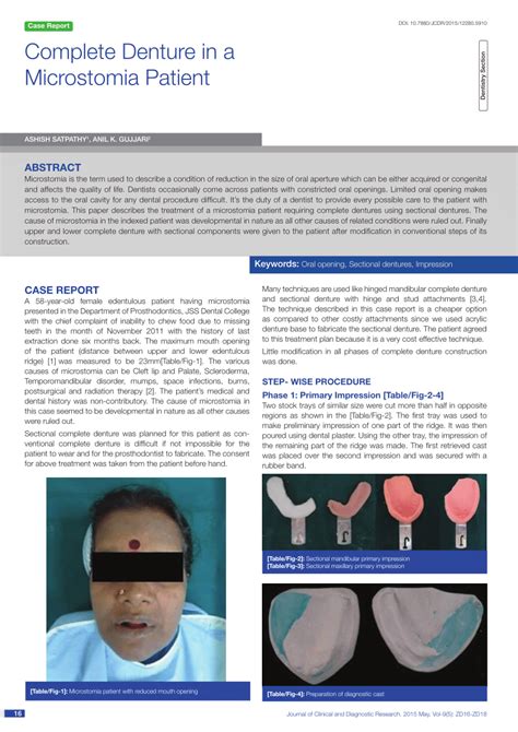 (PDF) Complete Denture in a Microstomia Patient