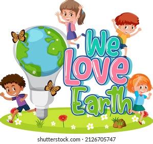 We Love Earth Font Logo Design Stock Vector (Royalty Free) 2126705747 ...