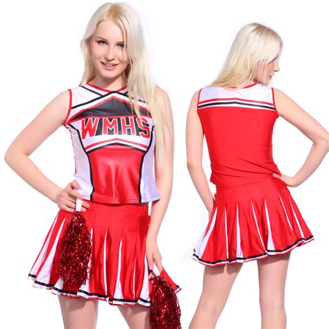 Glee Style Cheerleader Cheerios Costume Cheer Girl Cheerleading Outfit w Pompoms | eBay