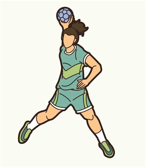 Cartoon Handball Sport Female Player Action 9275023 Vector Art at Vecteezy