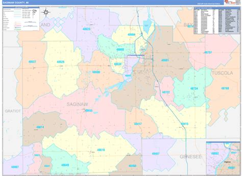 Saginaw County, MI Wall Map Color Cast Style by MarketMAPS - MapSales