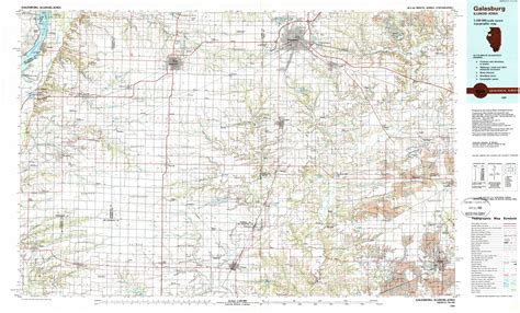 Galesburg topographical map 1:100,000, Illinois, USA