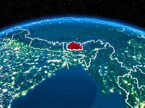 Bhutan from space at night stock image. Image of darkness - 107281767