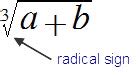 Radical sign or symbol - math word definition - Math Open Reference