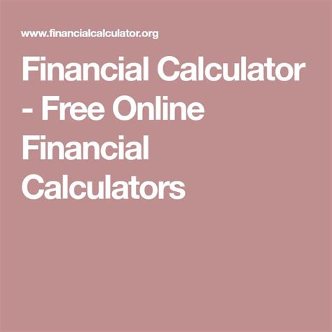 Financial Calculator - Free Online Financial Calculators | Financial ...