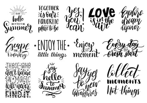 Premium Vector | Set of hand lettering with motivational phrases ...