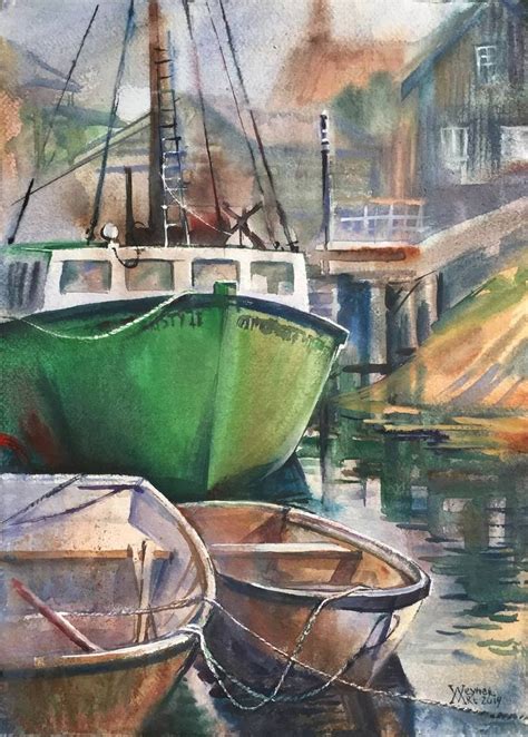 Fishing boats Painting by Natalia Veyner | Saatchi Art | Watercolor ...