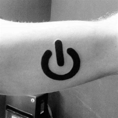 20 Power Symbol Tattoo Designs For Men - Computer Button Ideas