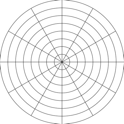 Polar Grid In Degrees With Radius 8 | ClipArt ETC