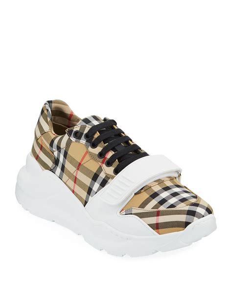 Burberry Men's Chunky Signature Check Trainer Sneakers with Grip Strap ...