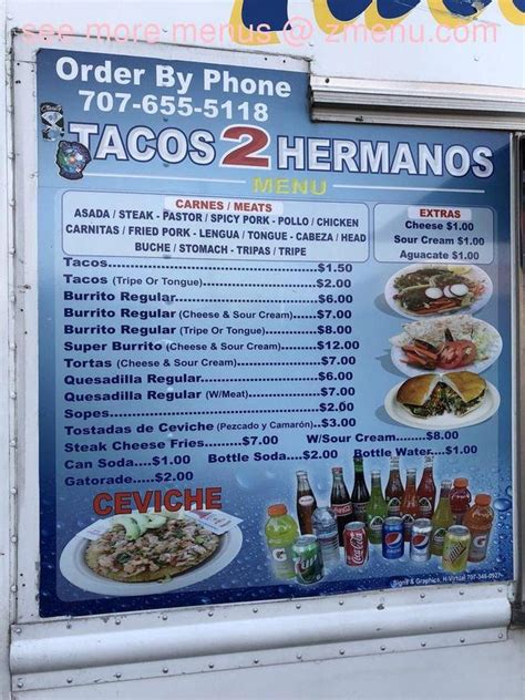 Online Menu of Tacos Dos Hermanos Restaurant, Vallejo, California ...