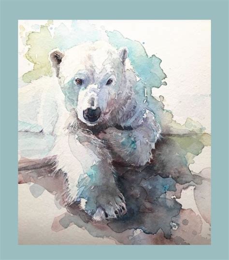 Watercolour polar bear painting | Polar bear art, Bear paintings, Bear watercolor