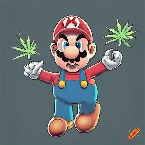 Colorful artwork of super mario in a marijuana-inspired scene on Craiyon