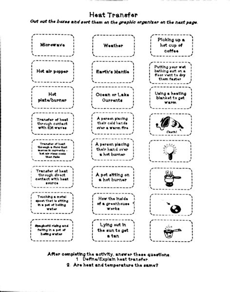 Heat Transfer Activity Worksheet