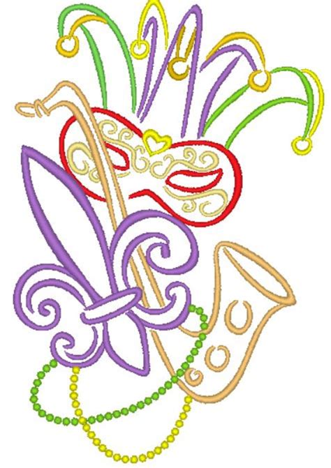 Mardi Gras Machine Embroidery Design with Fleur de Lis Mask | Etsy