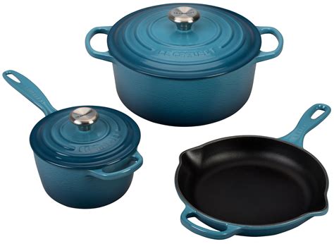 Le Creuset 5 Piece Signature Enameled Cast Iron Cookware Set, Marseille ...