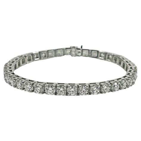 10ct Round Brilliant Diamond Platinum Tennis Bracelet For Sale at 1stDibs