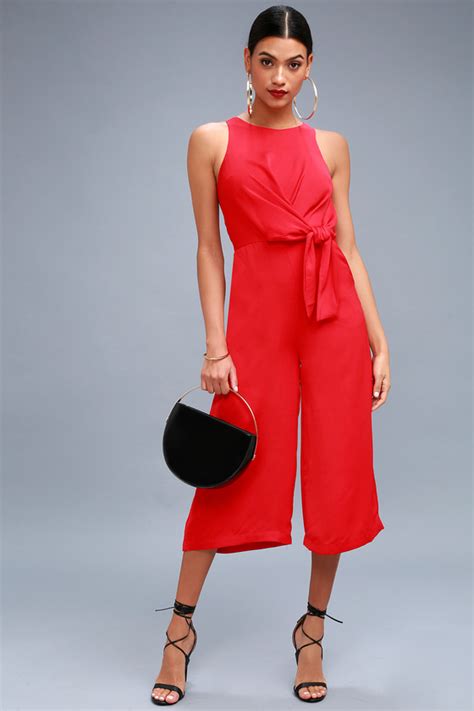 Chic Red Jumpsuit - Midi Jumpsuit - Red Sleeveless Jumpsuit - Lulus