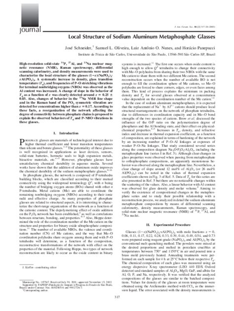 (PDF) Local Structure of Sodium Aluminum Metaphosphate Glasses