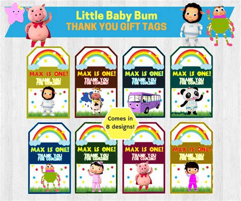 Lïttle Baby Bum Thank You Bïrthday Stïckers Stïckers Handmade - Nursery ...