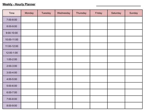 10 Best Printable Hourly Planner - printablee.com | Hourly planner, Weekly planner printable ...