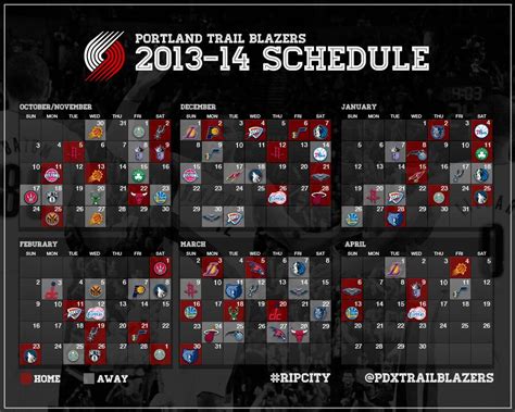 Portland Trail Blazers' 2013-14 NBA Schedule - Blazer's Edge