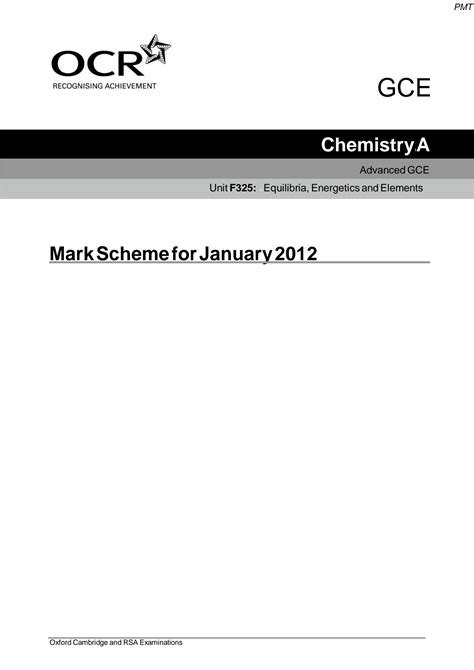 SOLUTION: Ocr chemistry a level 2021 with mark scheme all papers ...