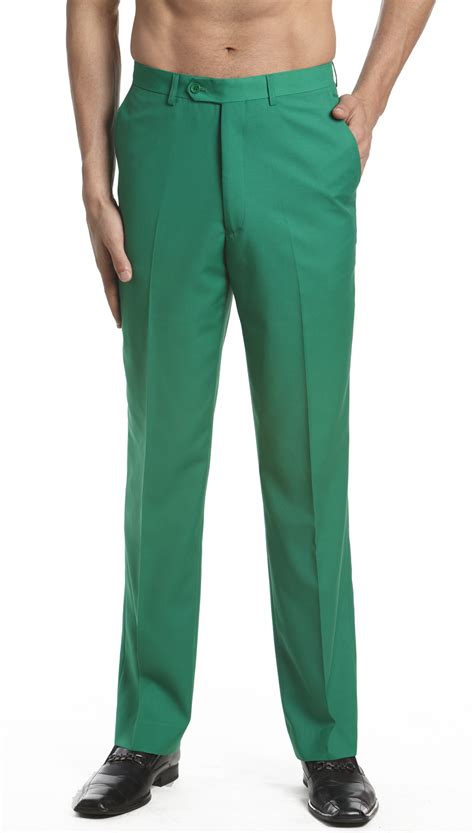 CONCITOR Men's Dress Pants Trousers Flat Front Slacks EMERALD GREEN 44