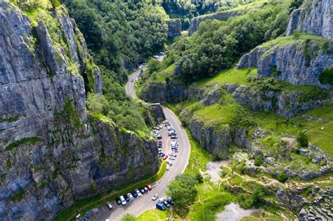 Premium Photo | Aerial view of cheddar gorge, mendip hills, somerset ...