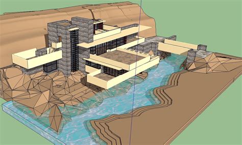 Sketchup 3D Architecture models- Falling water-Frank Lloyd Wright -CAD ...