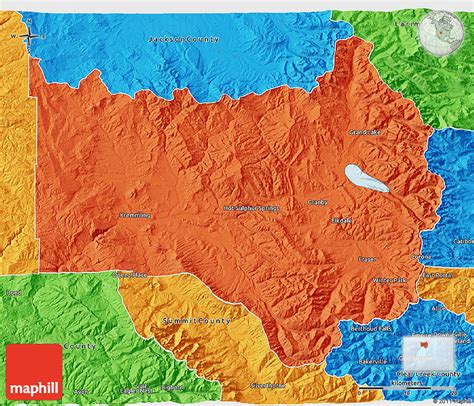 Political 3D Map of Grand County