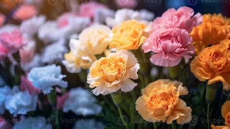 carnation flowers of different varieties and colors Bunch pastel color ...