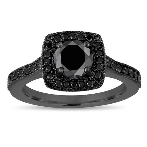 Natural Fancy Black Diamond Engagement Ring 1.28 Carat 14K Black Gold ...