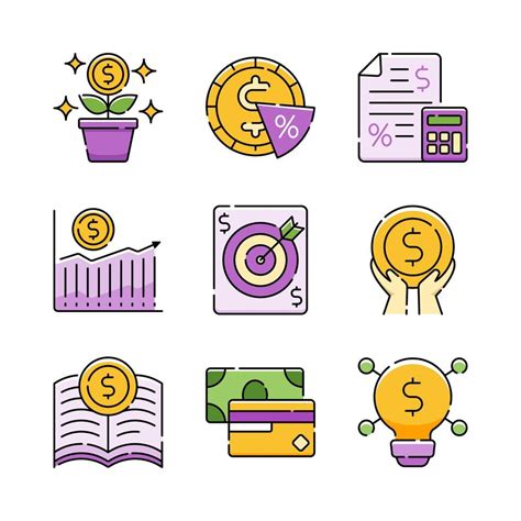 Financial Literacy Icon Set 5387682 Vector Art at Vecteezy