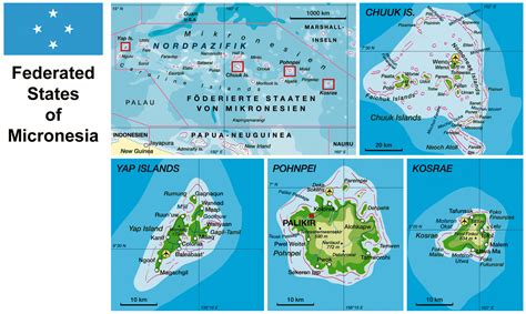 Large detailed physical map of Micronesia with roads, cities and ...