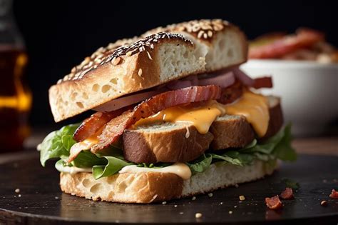 Premium AI Image | A bacon and cheese sandwich with bacon on it